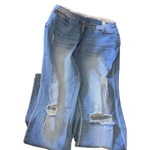 Shein Women's Light Wash Distressed Jeans Size XL Boot Cut